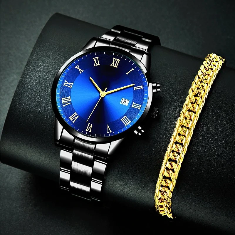 Free Sample Fashion Men Simple Watch Stainless Steel Calendar Quartz Wristwatch Male Business Bracelet Watches 1