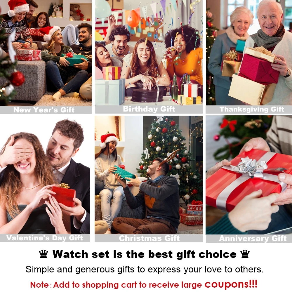 Free Sample Men Waterproof Leather Calendar Quartz Wristwatch Bracelet Set Boyfriend Casual Gift Watch 2