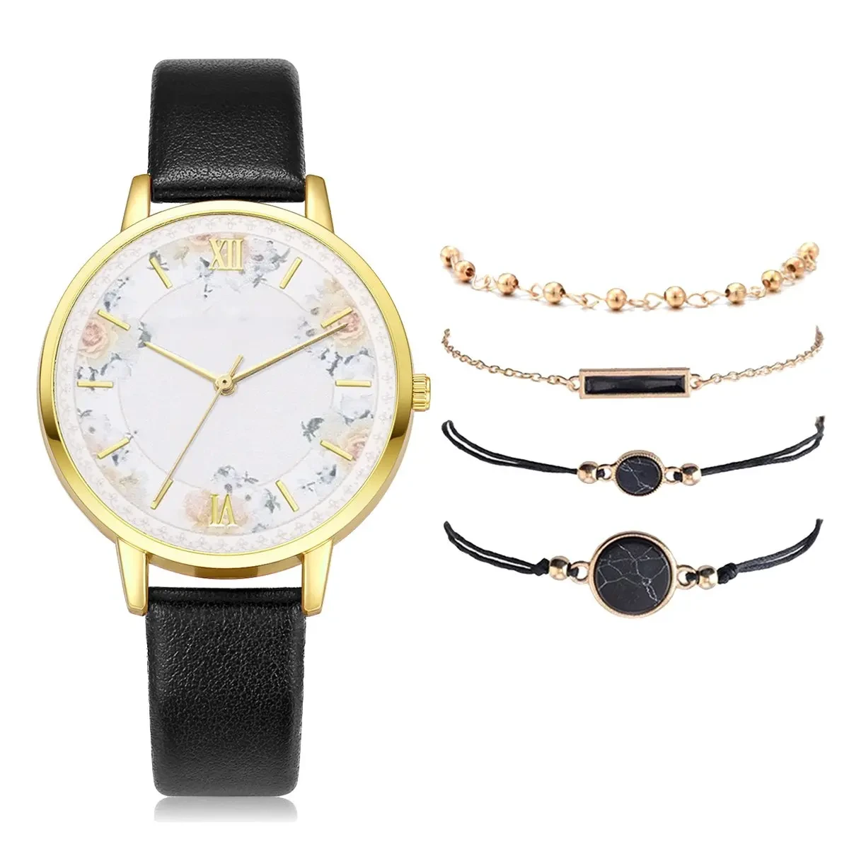 Kostenlose Probe New Style Fashion Armbanduhr Set Damen Damen Armbanduhr Blume Weibliche Geschenkuhren 1