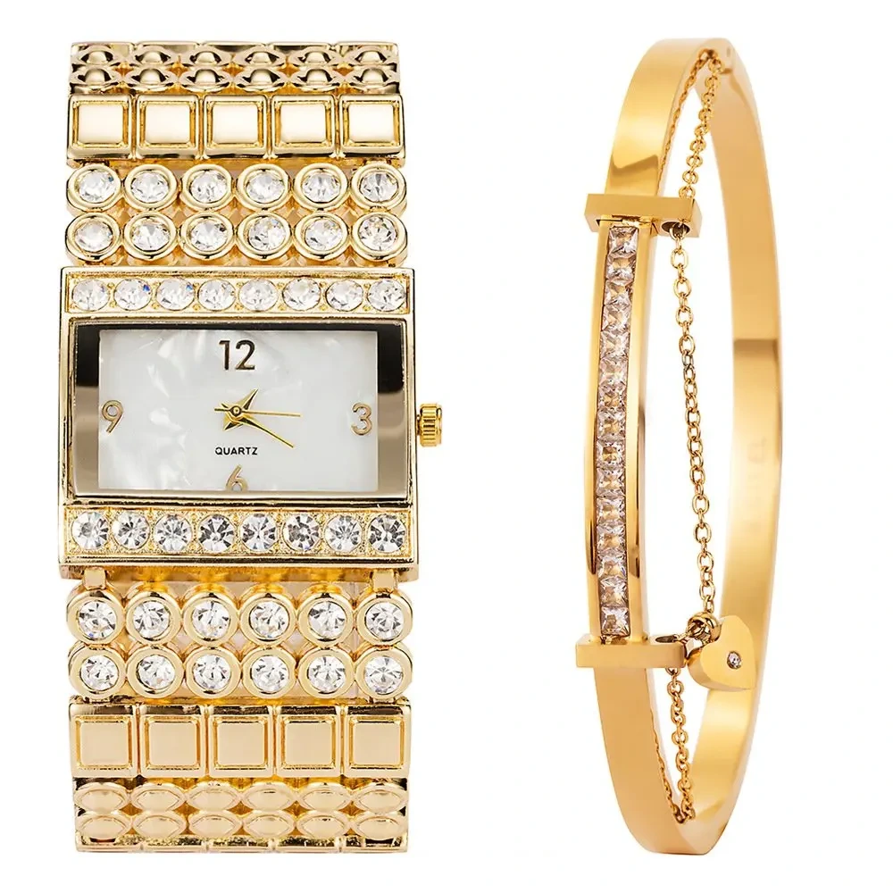 Muestra gratis de moda, nuevo estilo, reloj cuadrado personalizado, relojes de diamantes para mujer, pulsera de tendencia, reloj de pulsera elegante para mujer 1