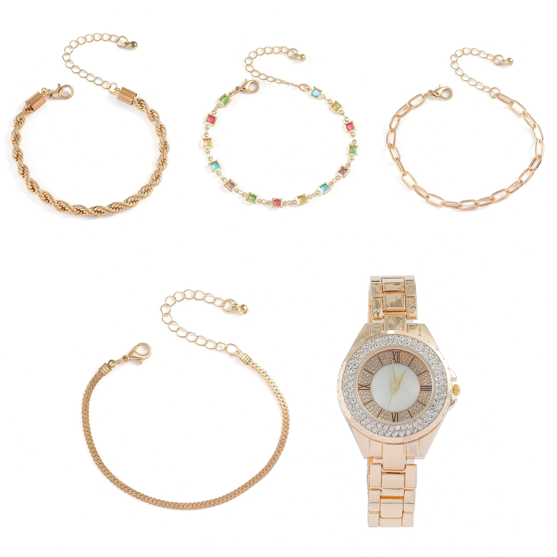 Free Sample Fashion Women's Full Diamond Quartz Watch Set Comfortable To Wear Delicate Lady Gift Watches 1