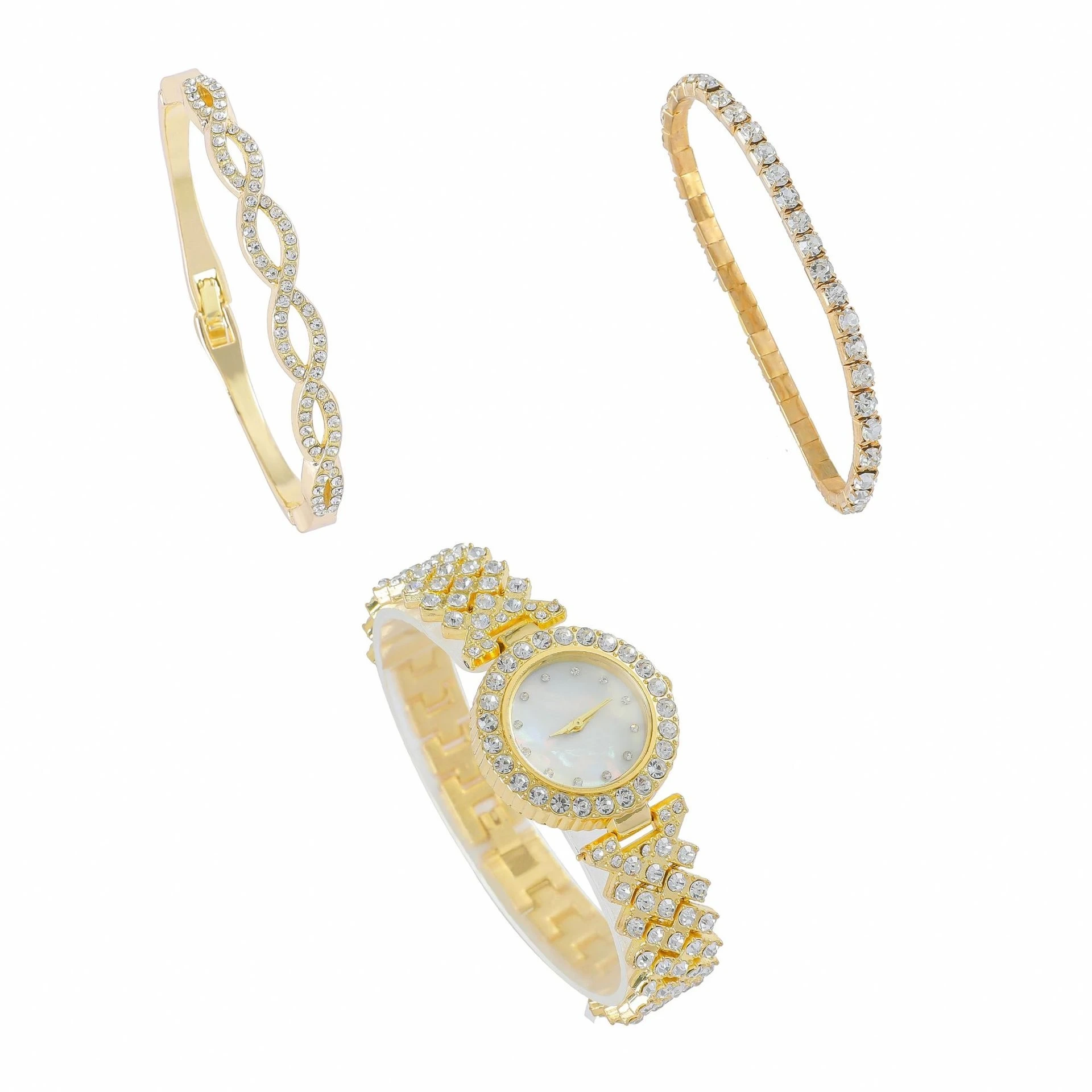 Muestra gratis de alta calidad, nuevo, sencillo, lleno de diamantes, informal, conjunto de reloj de cuarzo para mujer, relojes delicados de regalo para mujer 1