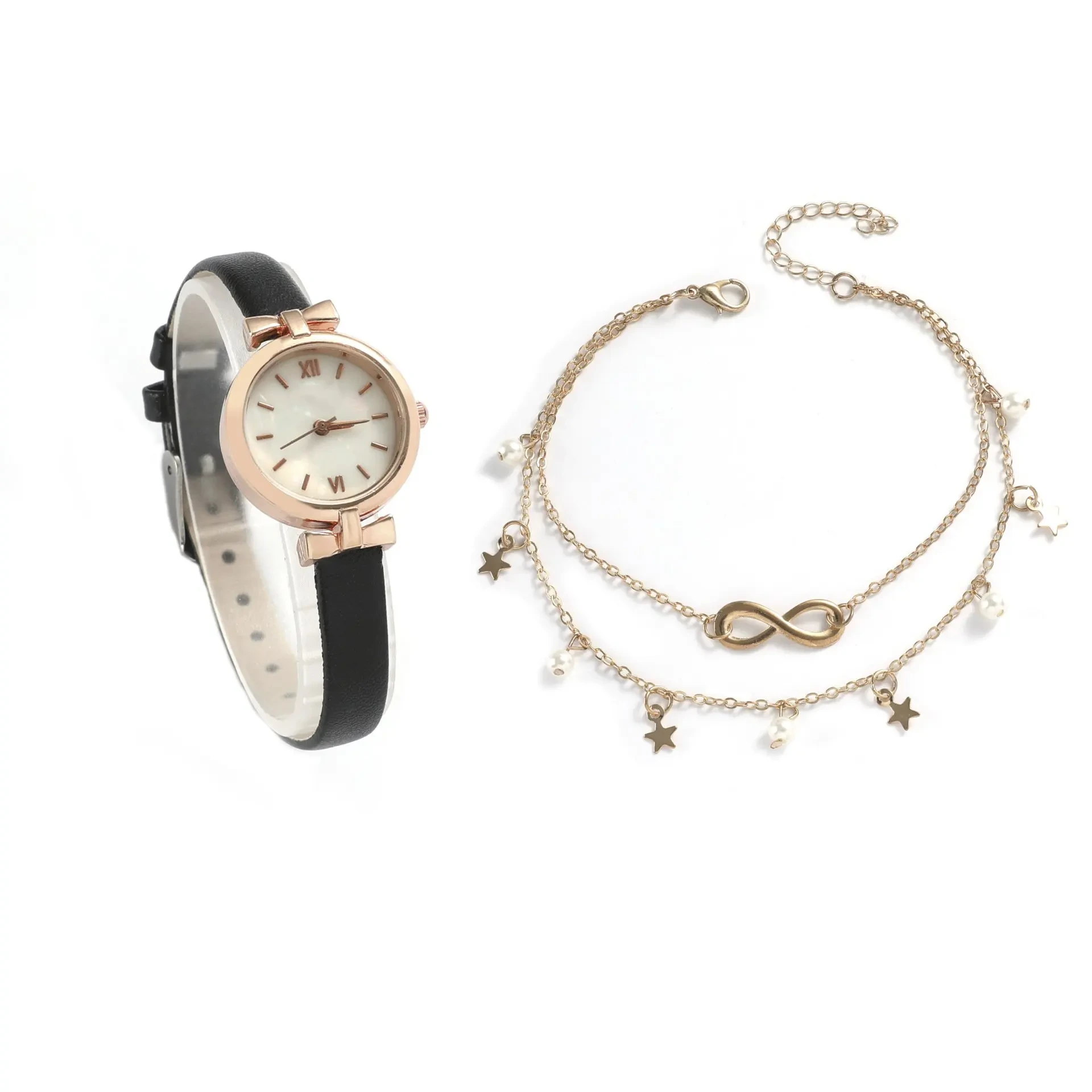Muestra gratis, nuevo, pequeño reloj redondo, cinturón fino, reloj de cuarzo Simple para estudiante, conjunto de relojes para mujer 1