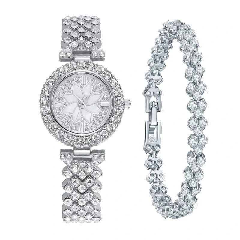Free Sample Fashion Diamond Bracelet Watch Set Women's Watch Elegant Exquisite Ladies Gift Wristwatch 1