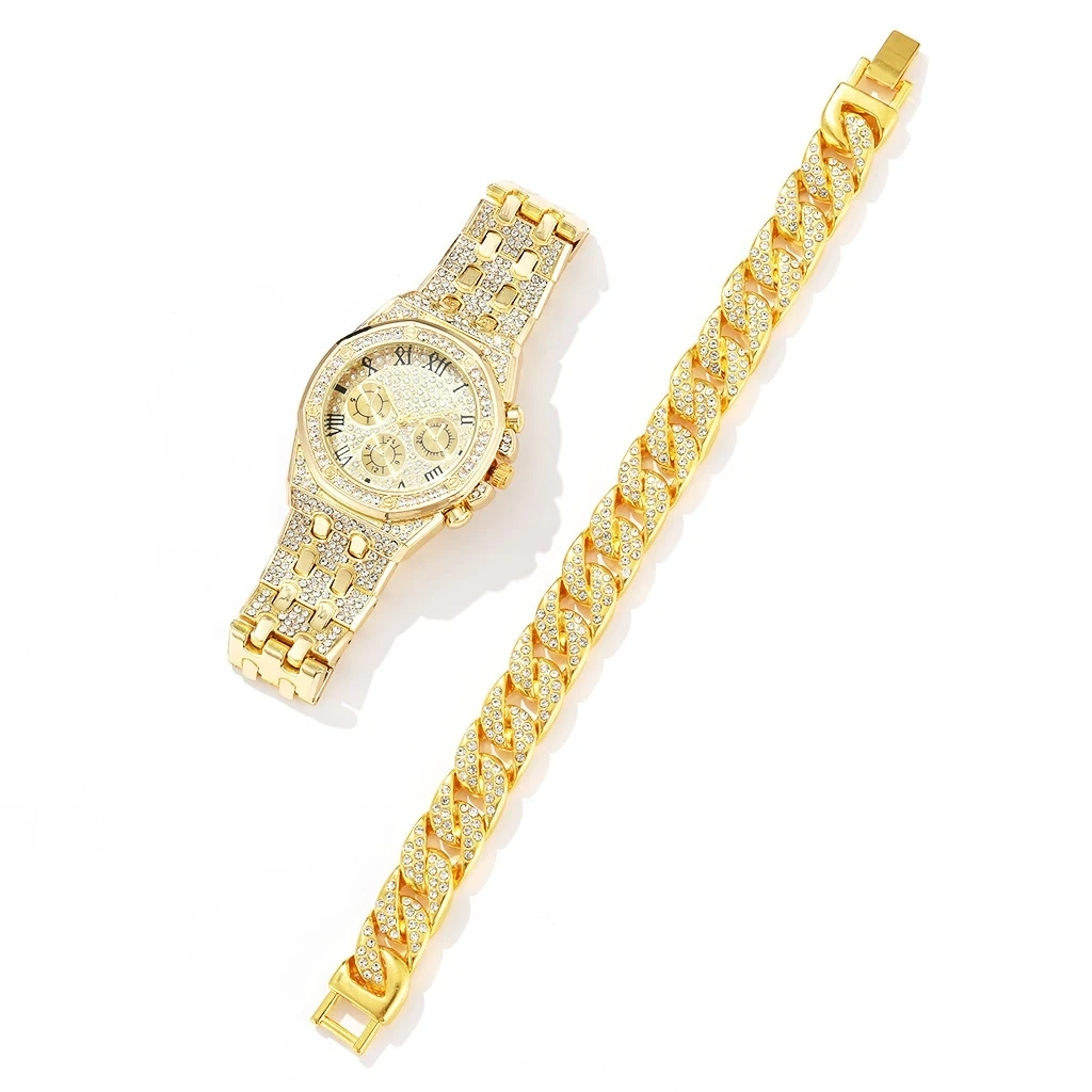 Free Sample New Temperament Quartz Watches Diamond Ornament Bracelet Combination Set Women's Gift Watch 1