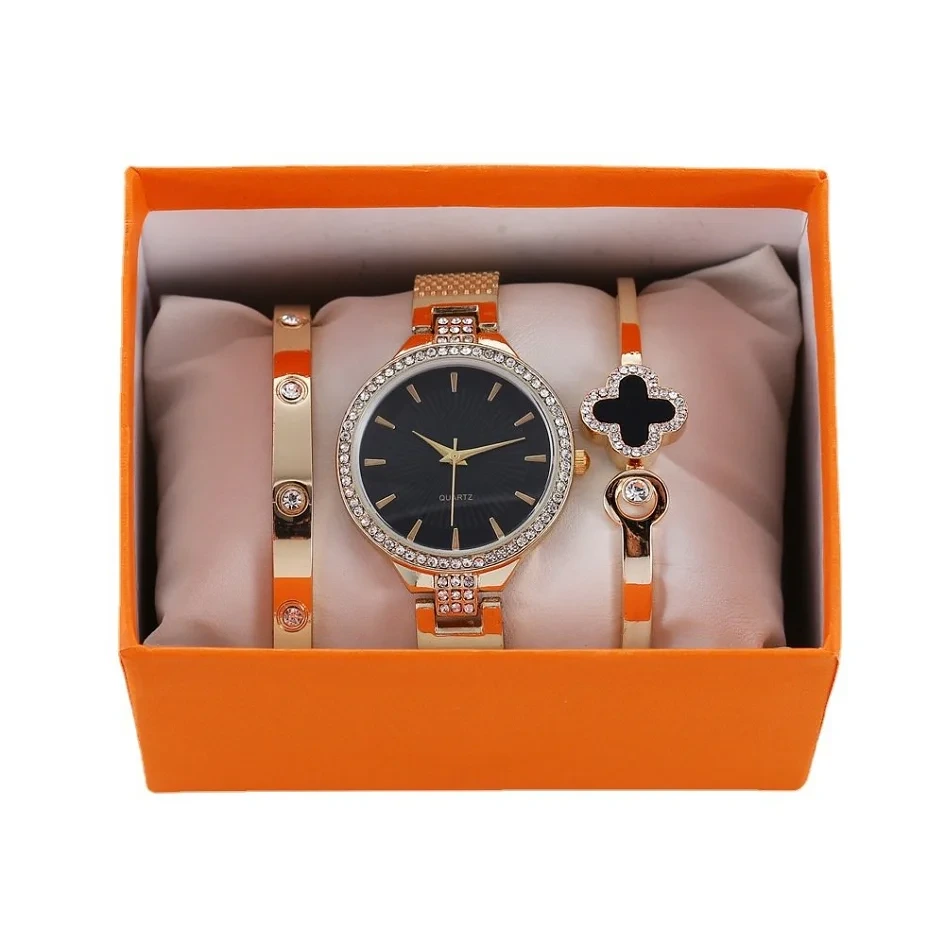 Muestra gratis, exquisita personalidad, temperamento Simple, banda de malla fina informal, conjunto de pulsera de reloj de cuarzo, relojes de regalo 1