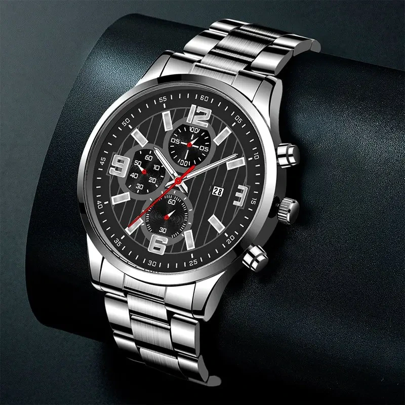 Free Sample Men Casual Watches Business Stainless Steel Quartz Wristwatch Calendar Male Sports Bracelet Watch 1