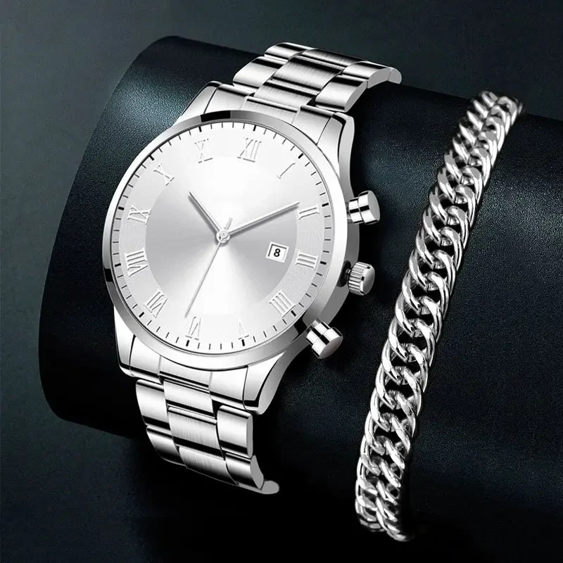 Amostra grátis moda masculina relógios negócios aço inoxidável quartzo relógio de pulso calendário masculino casual esportes pulseira relógio1 1