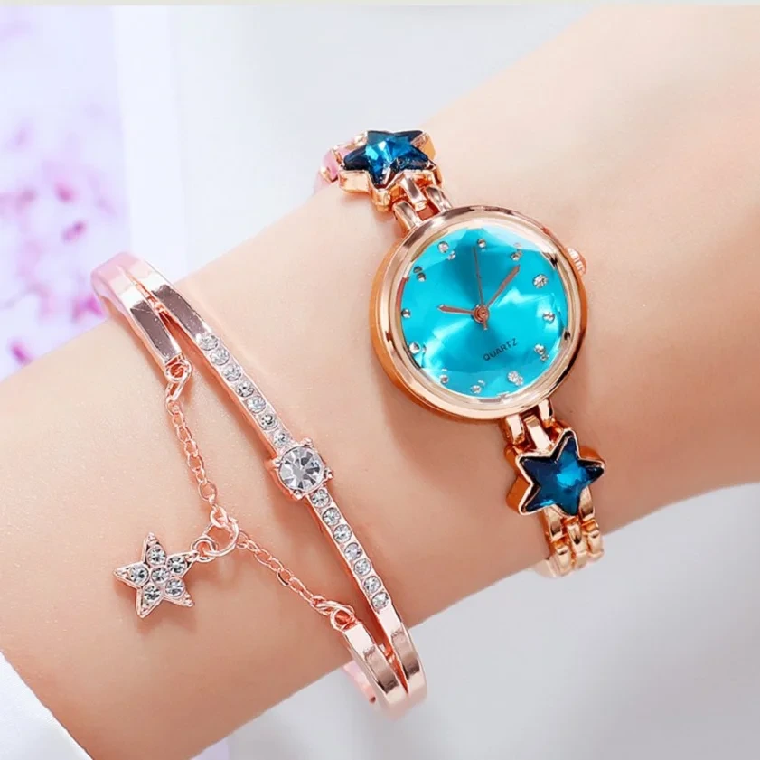 Kostenlose Probe im neuen Stil. Armband-Uhren-Set für Damen, modische Strass-Uhr, Damen-Geschenkuhren 1