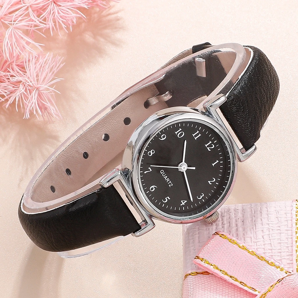 Free Sample Simple Round Dial Quartz Women's Watches Necklace Ring Earrings Female Gift Wristwatches 6