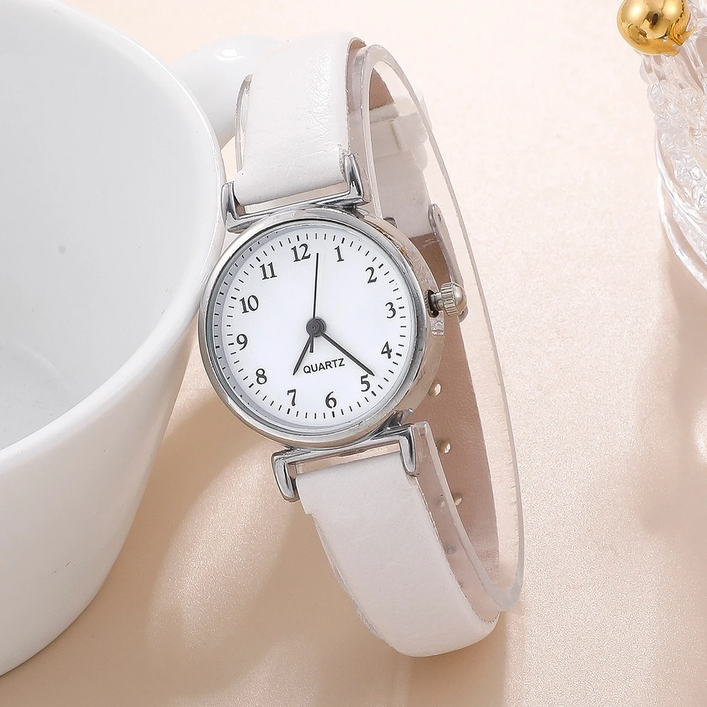 Free Sample Simple Round Dial Quartz Women's Watches Necklace Ring Earrings Female Gift Wristwatches 2
