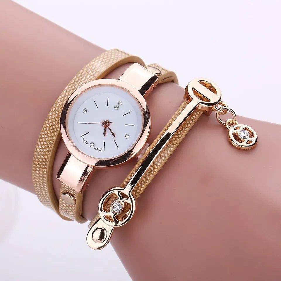 Nuovo design moda donna bracciale orologi al quarzo regalo orologio da polso donna orologio casual in pelle 1