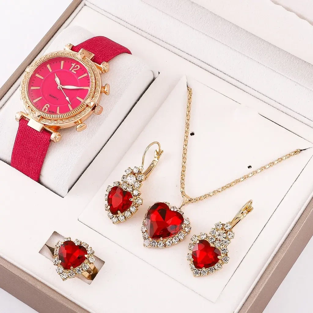 Free Sample Women's Watch Ladies Present Wristwatch Female Necklace Ring Earring Gift Set Watches 1