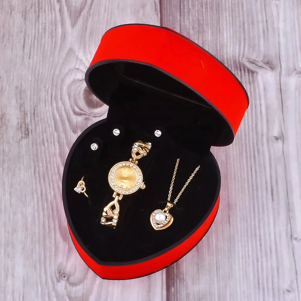 Free Sample Women Bracelet Watch Set Crystal Necklace Earrings Ring Female Quartz Watches Ladies Valentine Gifts Wristwatch 1