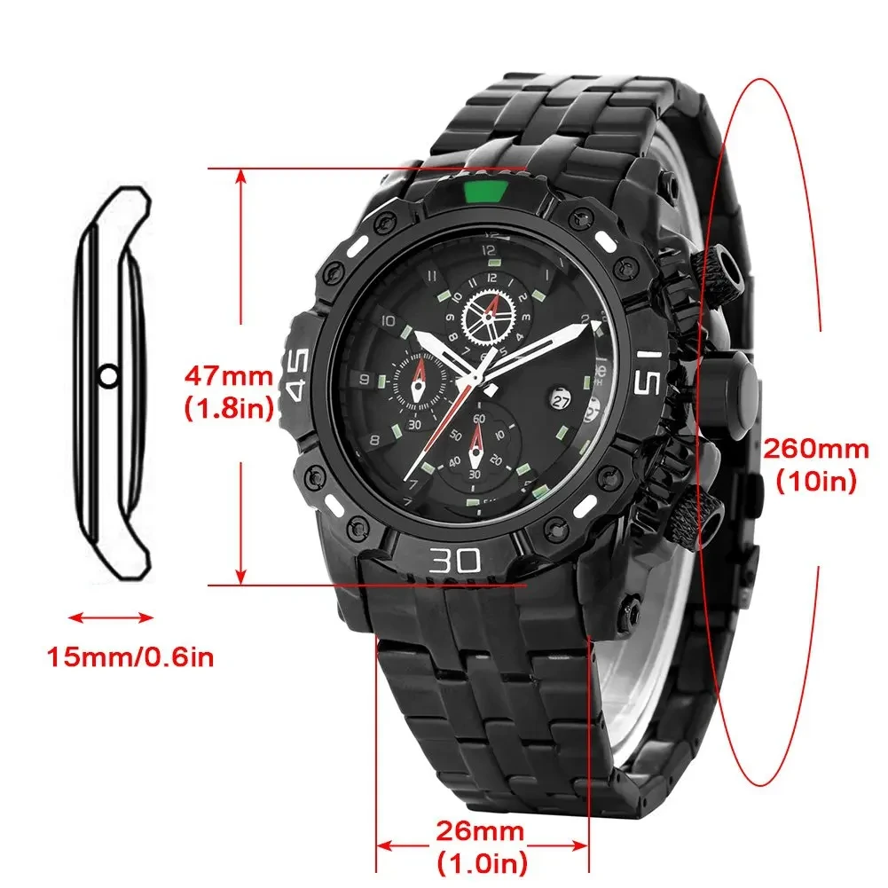 Relojes de acero inoxidable para hombre a la moda, relojes de pulsera de cuarzo resistentes al agua, conjunto de pulsera, reloj de regalo 1