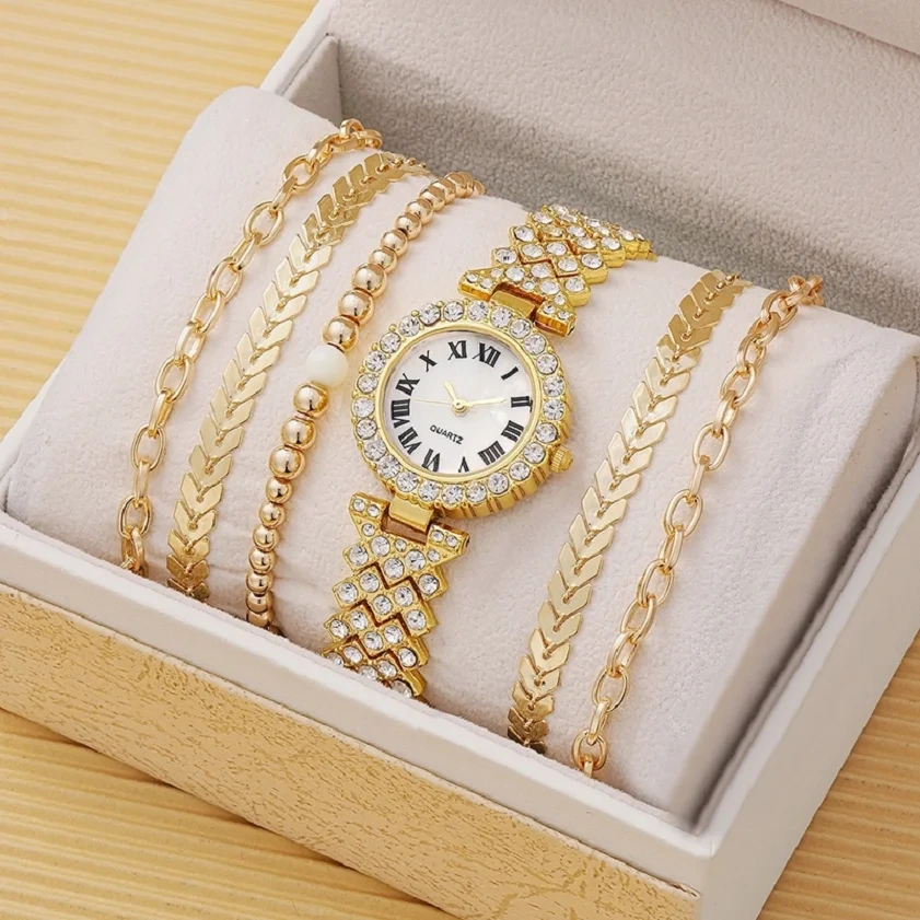 Campione gratuito Orologio da donna in acciaio inossidabile con diamanti, orologio da polso al quarzo, bracciale femminile di moda 1