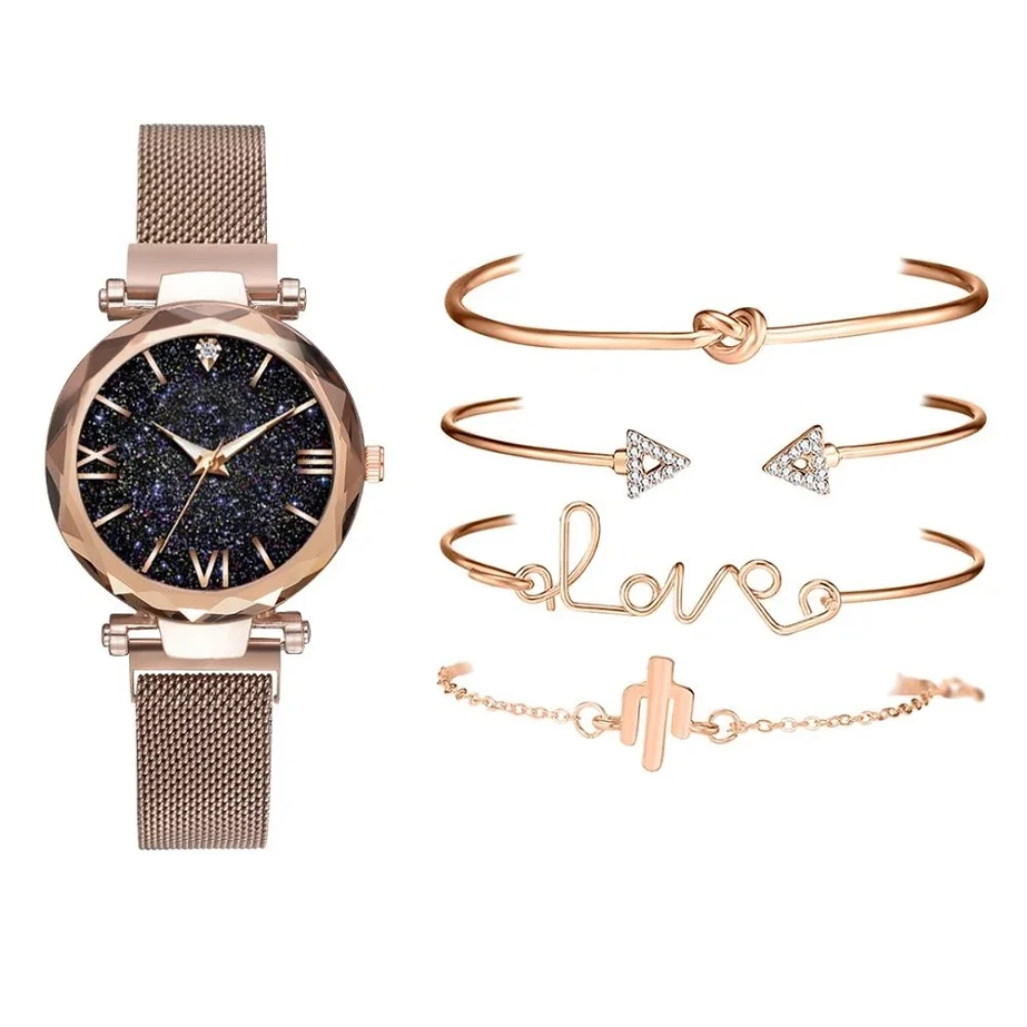 Free Sample Elegant Delicate Dial Watches Women Ladies Crystal Bracelet Quartz Wrist Watch Set 1