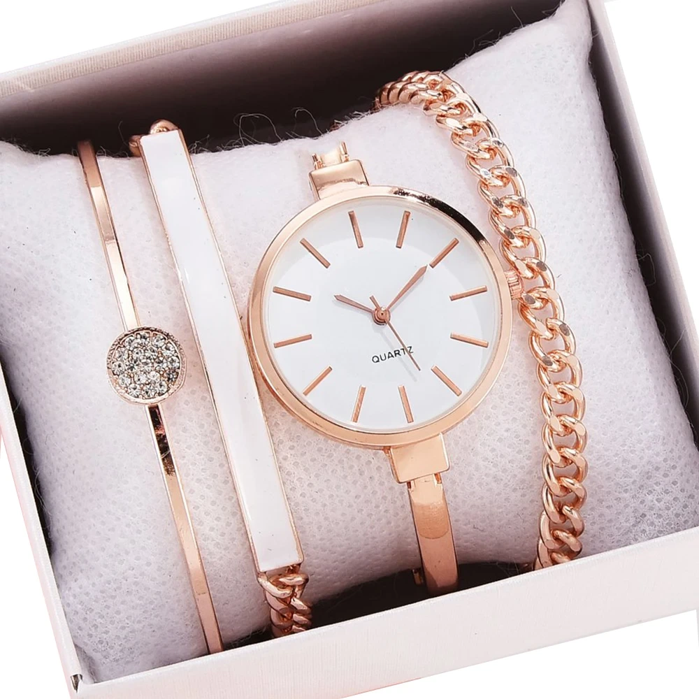 Free Sample Women Popular Watches Bracelet Set Quartz Diamond Bracelet Gemstone Gift Wristwatches 1