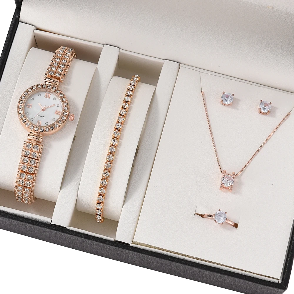 Free Sample Fashion Women Jewelry Bracelet Watches Set Crystal Diamond Ladies Casual Wristwatch 1