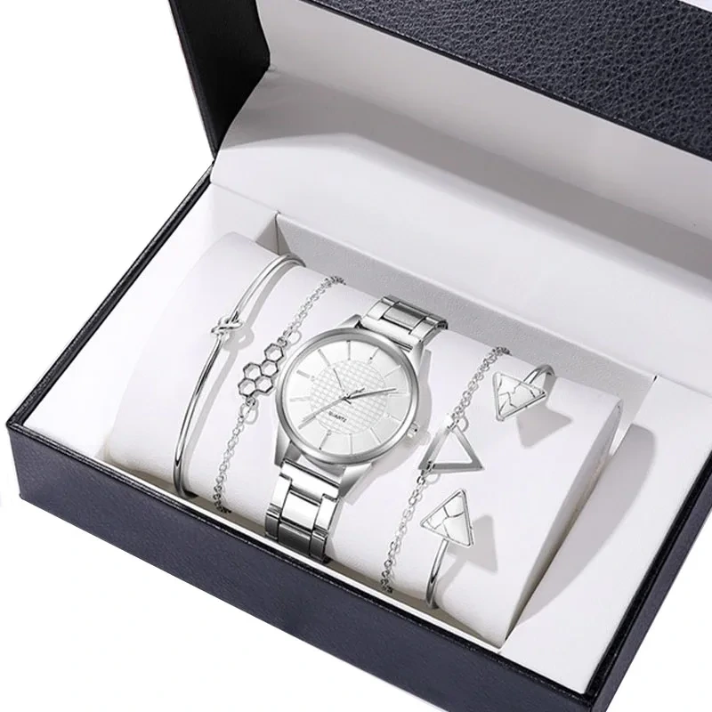 Women Fashion Stainless Steel Band Quartz Watches Bracelet Set Gift Female Delicate Watch 1
