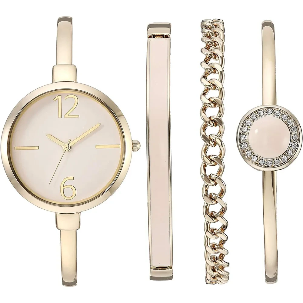 Free Sample Women's Bangle Watches Premium Crystal Bracelet Set Gift Japanese Quartz Movement Watch 1