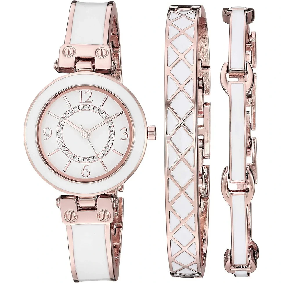 Women's Glitter Inlay Bangle Watch Bracelet Set Japanese Quartz Movement Female Gift Watches 1