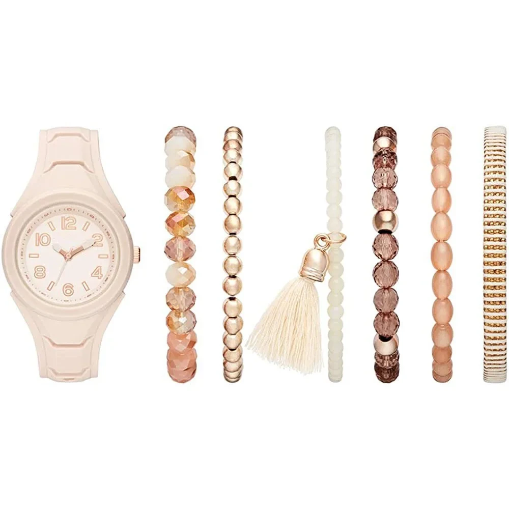 Reloj de cuarzo para mujer, conjunto de regalo, funda de silicona, correa, relojes clásicos para amantes de la moda para mujer 1