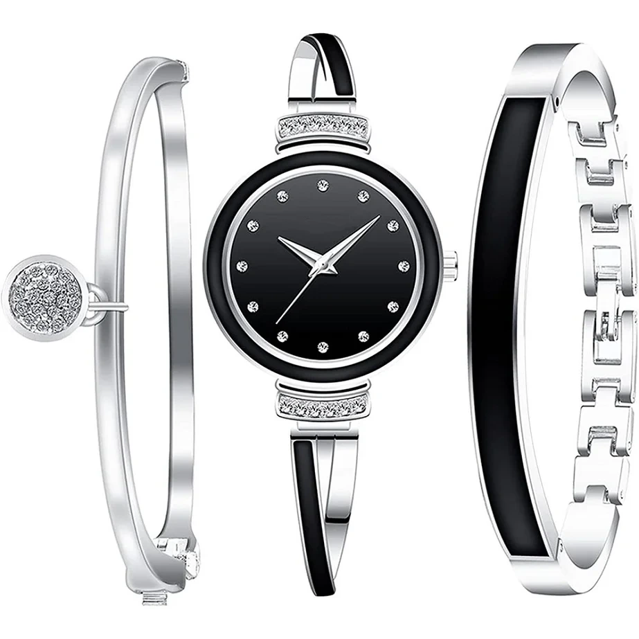 Free Sample New Design Women Rhinestone Watch Engraving Faux Pearls Bracelet Set Quartz Gifts Watches 1