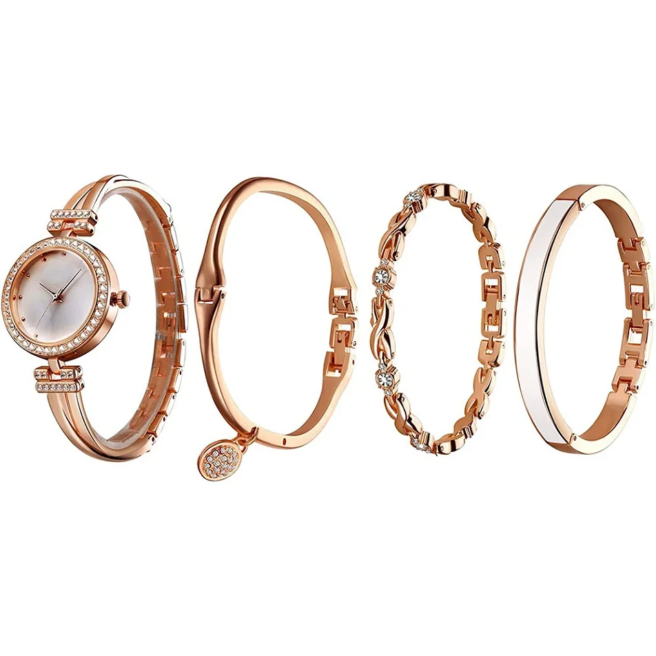 Amostra grátis elegante delicada feminina pulseira relógios conjunto feminino presente elegante relógio de pulso simples 1