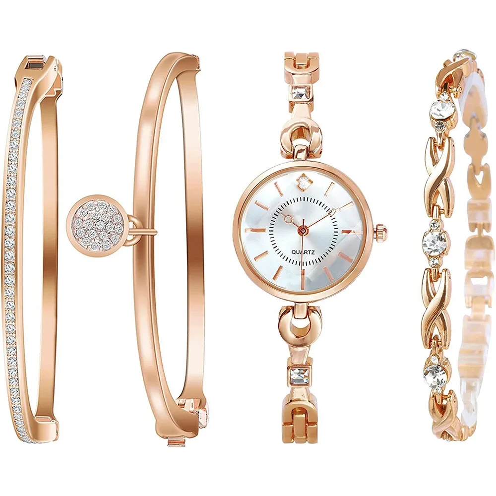Amostra grátis conjunto de pulseira elegante relógios femininos pulseira de cristal glitter aço inoxidável presente para meninas relógio de pulso 1