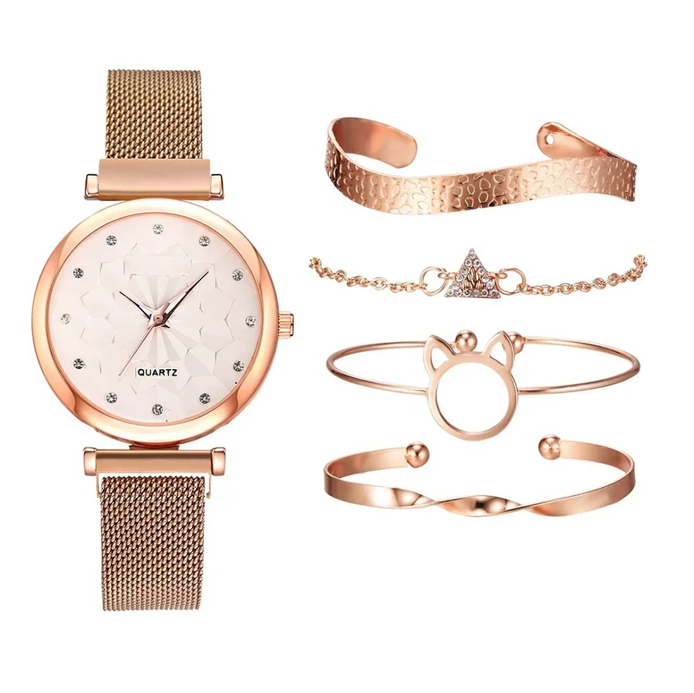 Échantillon gratuit nouveau Bracelet montres à Quartz ensemble mode femmes affaires maille ceinture femme cadeau montres 1