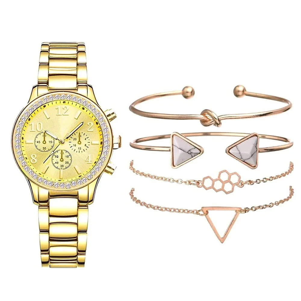 Free Sample New Diamond Rhinestone Quartz Watches Set Women Fashion Ladies Girl Wristwatches 1