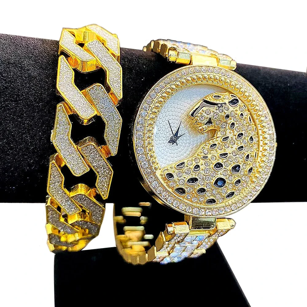 Set di orologi femminili semplici con bracciale bling da donna alla moda, campione gratuito, orologio da polso al quarzo con diamanti 1