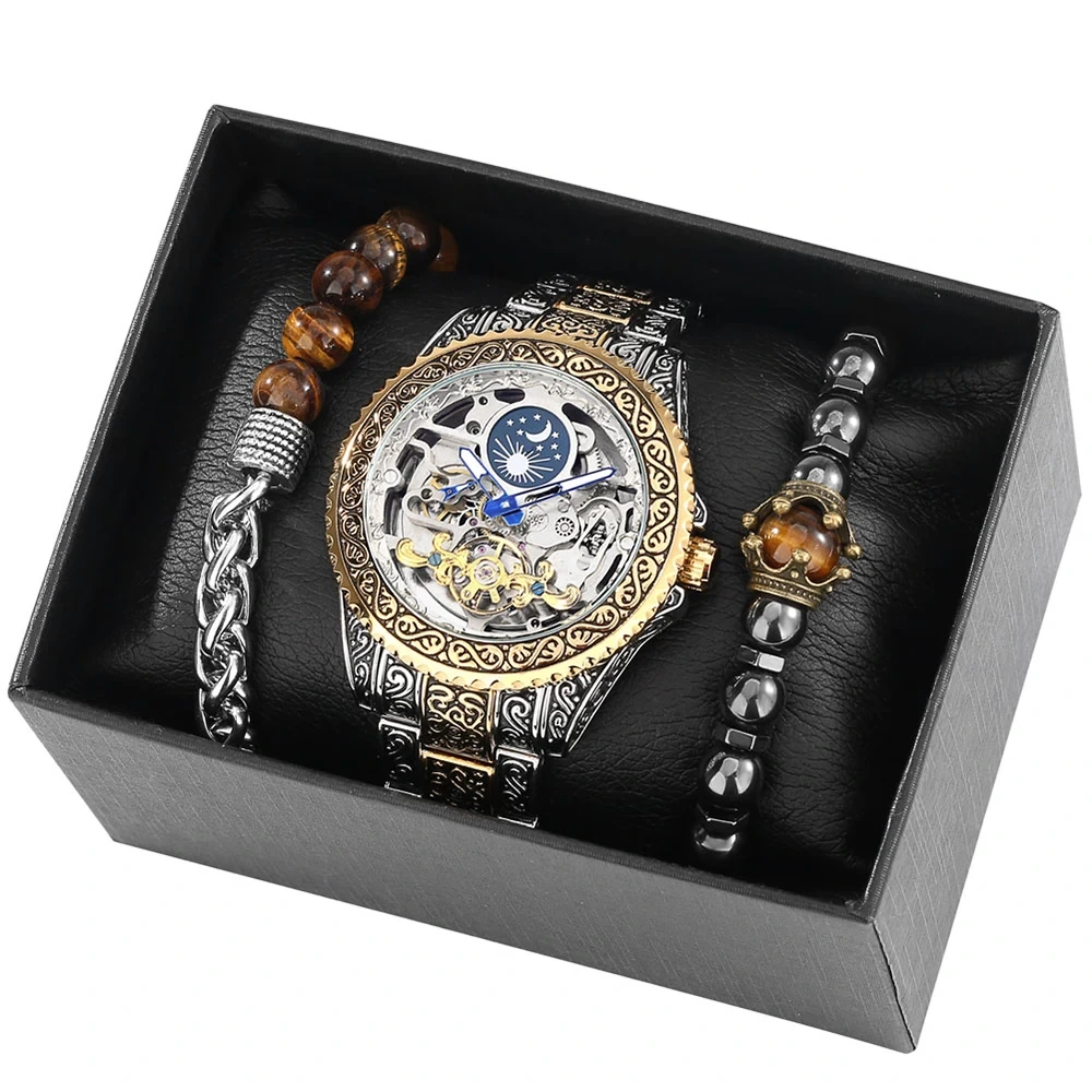 Kostenlose Probe mechanische Uhr Armband Kit Herrenuhr Mode Weihnachten Halloween Geburtstag Vater Freund Geschenkset Uhren 1