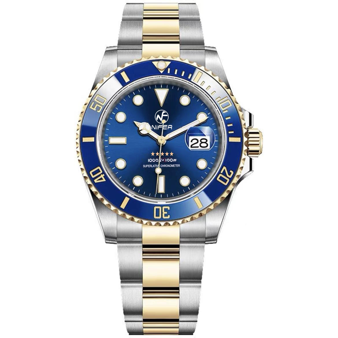 Montre de marque lumineuse, étanche, mécanique, classique, calendrier, business, pour hommes 4