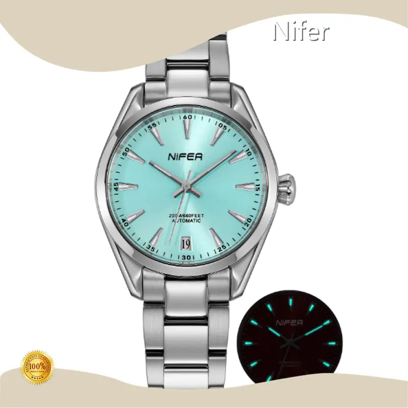 Großhandels-Automatik-mechanische Herrenuhr für ältere oder sehbehinderte Menschen NFSLM003 Nifer Uhr mit Getriebewerk 1