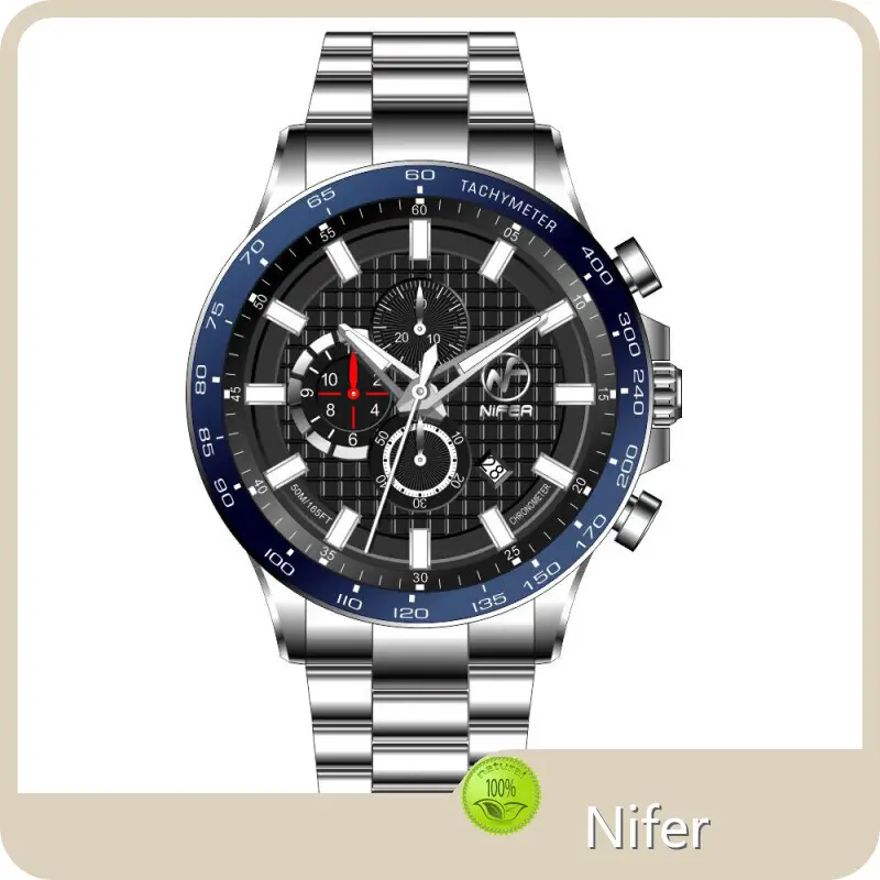 Luxus-Chronographenuhren Edelstahl-Quarzuhr - für ältere oder sehbehinderte Menschen - Nifer Betrachten 1