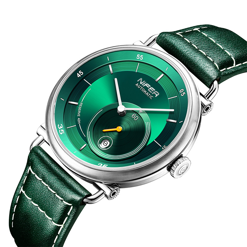 Men's leather strap stainless steel business casual automatic watch calendar display mechanical watch 5