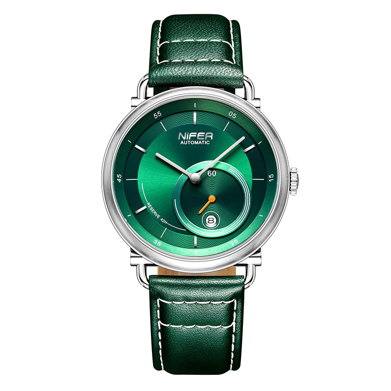 Men's leather strap stainless steel business casual automatic watch calendar display mechanical watch 2