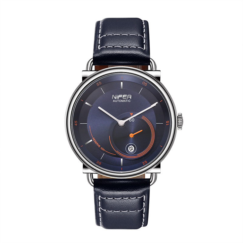 Men's leather strap stainless steel business casual automatic watch calendar display mechanical watch 3