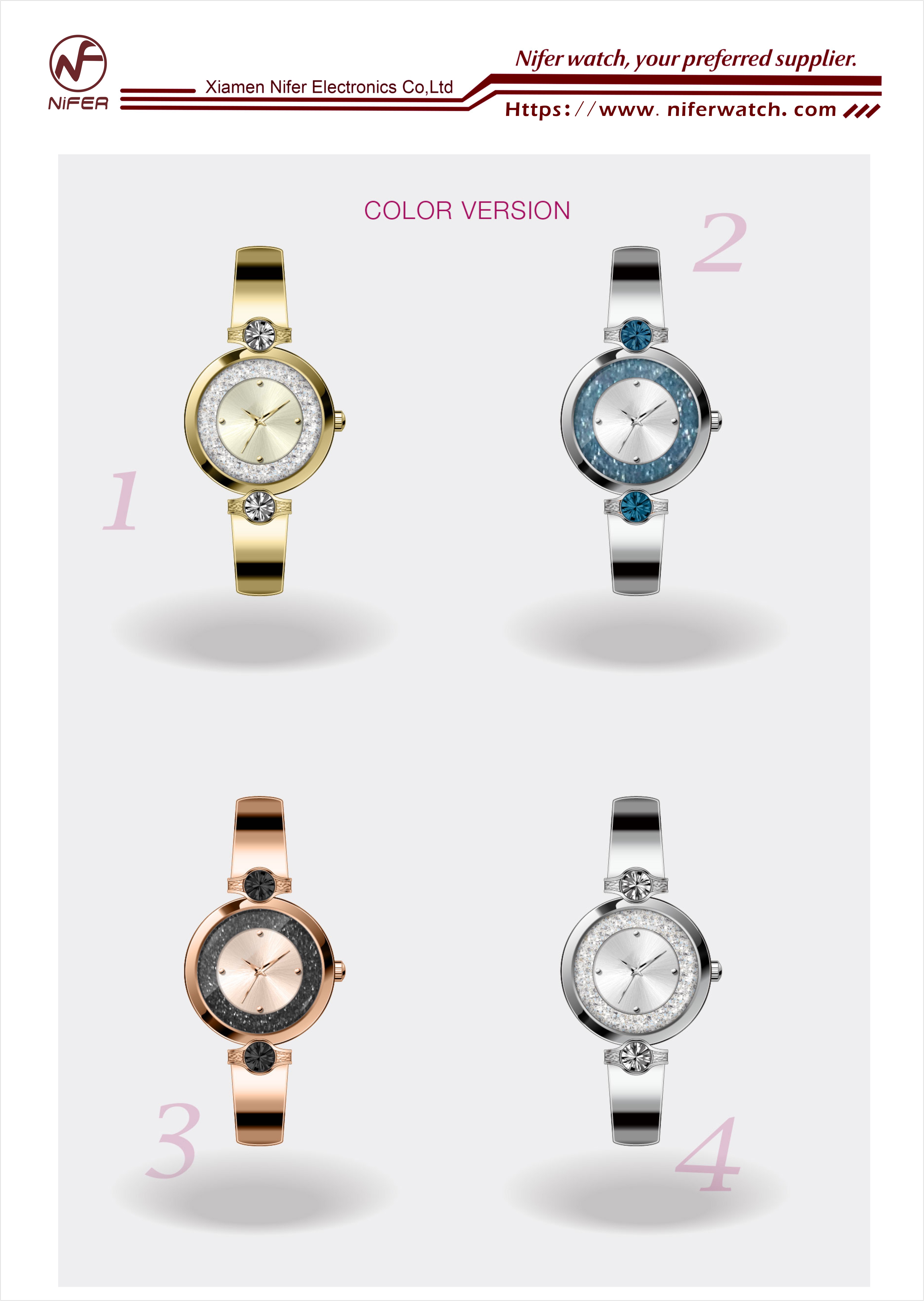 Diamantbesetzte runde Metallarmbanduhr, die elegant die Schönheit der Zeit widerspiegelt 1