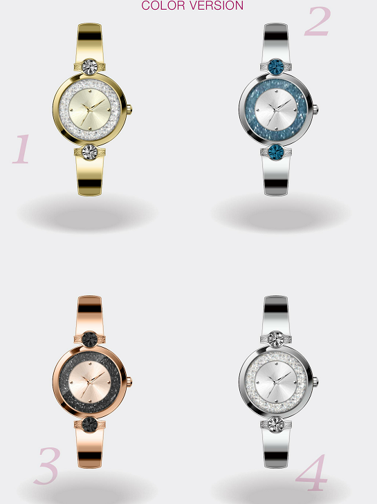 Diamantbesetzte runde Metallarmbanduhr, die elegant die Schönheit der Zeit widerspiegelt 2
