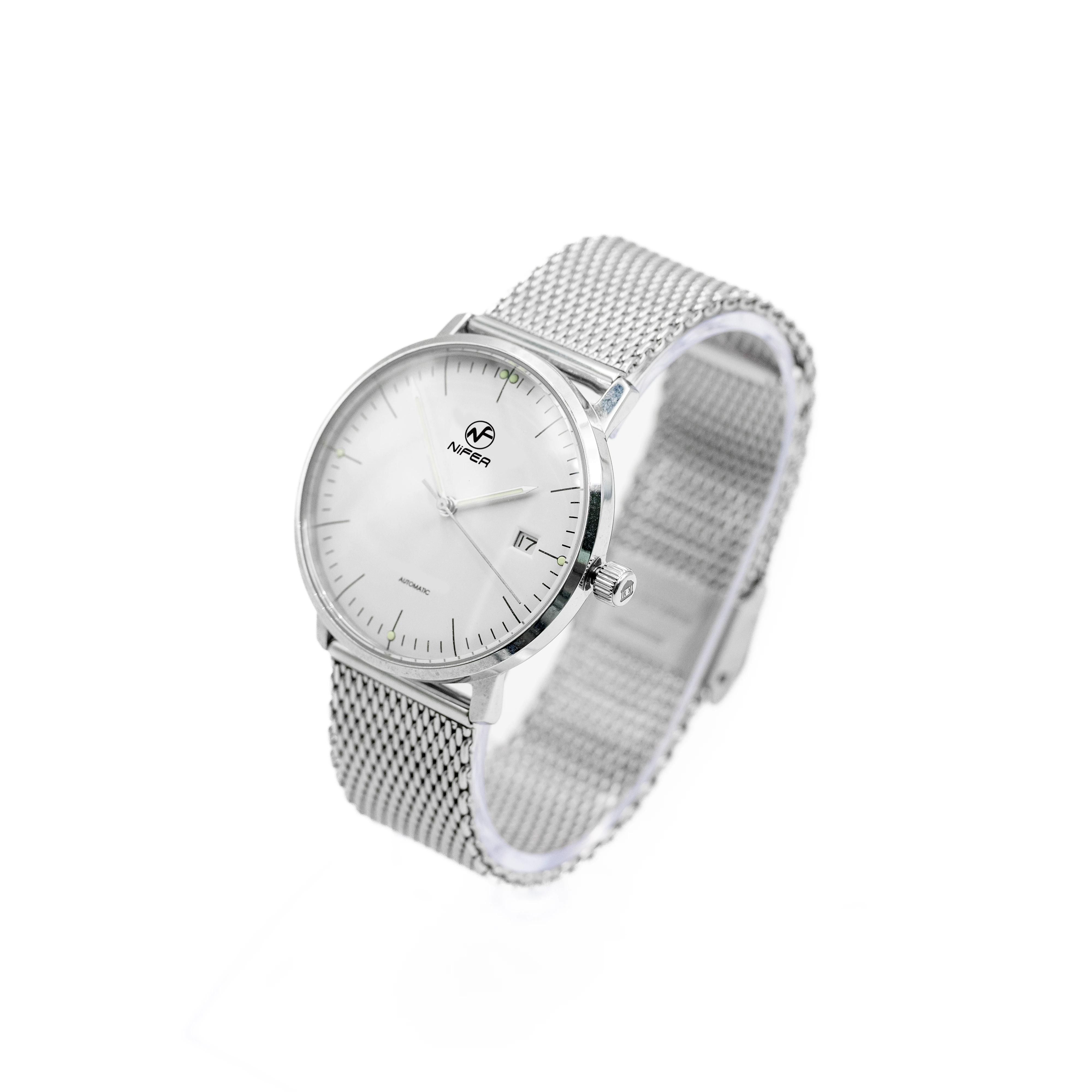 Correa de reloj de malla moderna y sencilla con logotipo de marca personalizado. 1