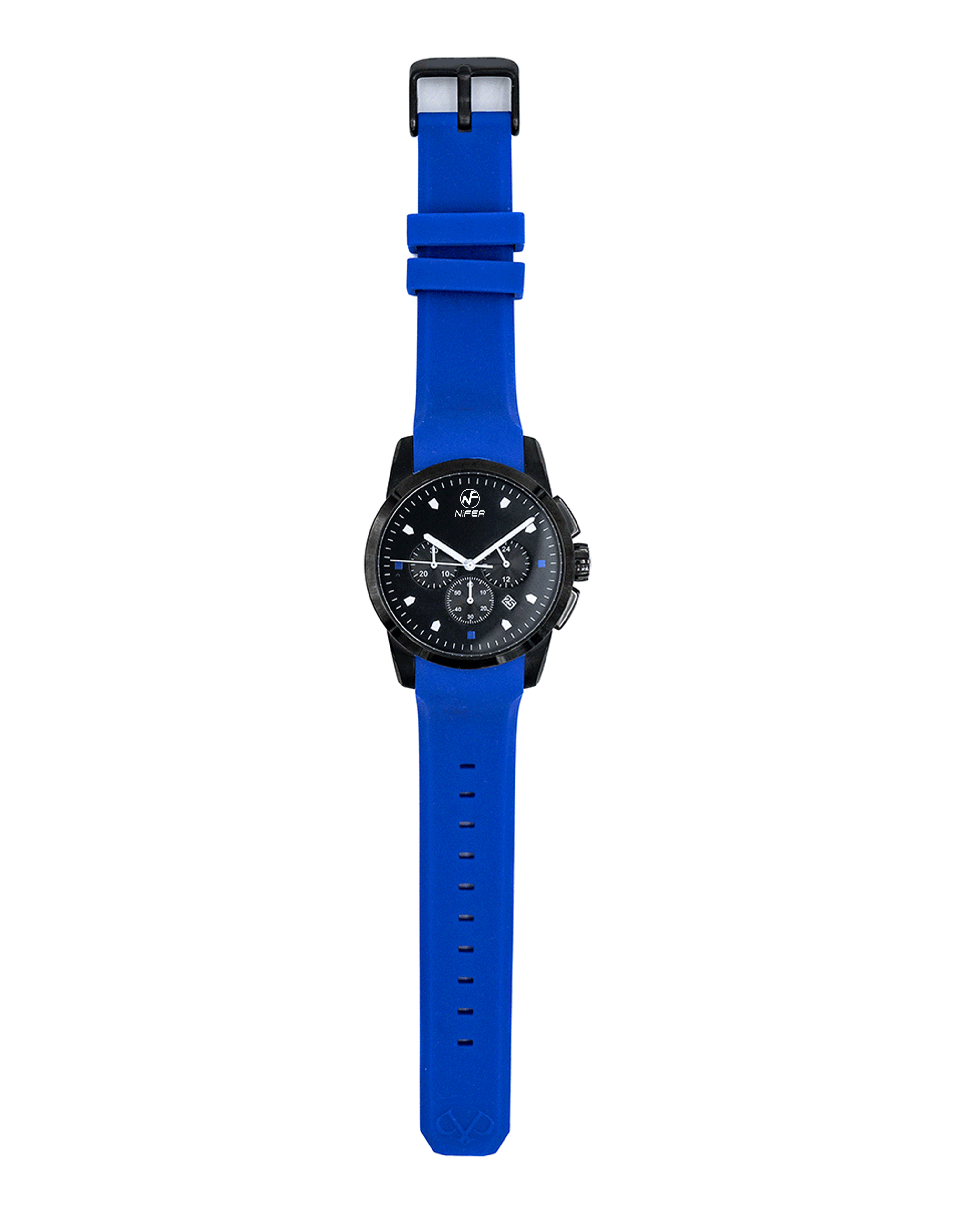 Sportliche Quarzuhr mit blauem Armband für Herren 2