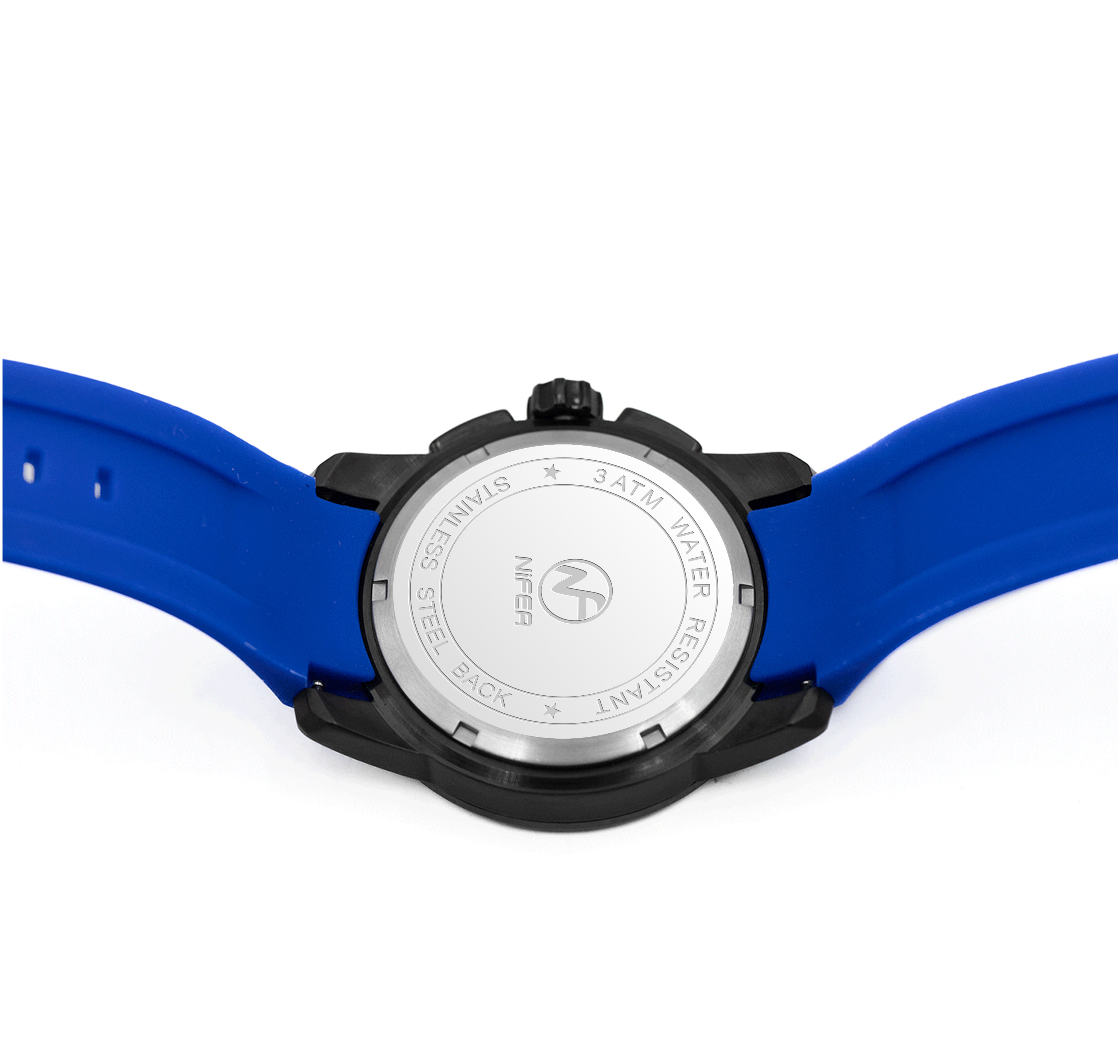 Sportliche Quarzuhr mit blauem Armband für Herren 3