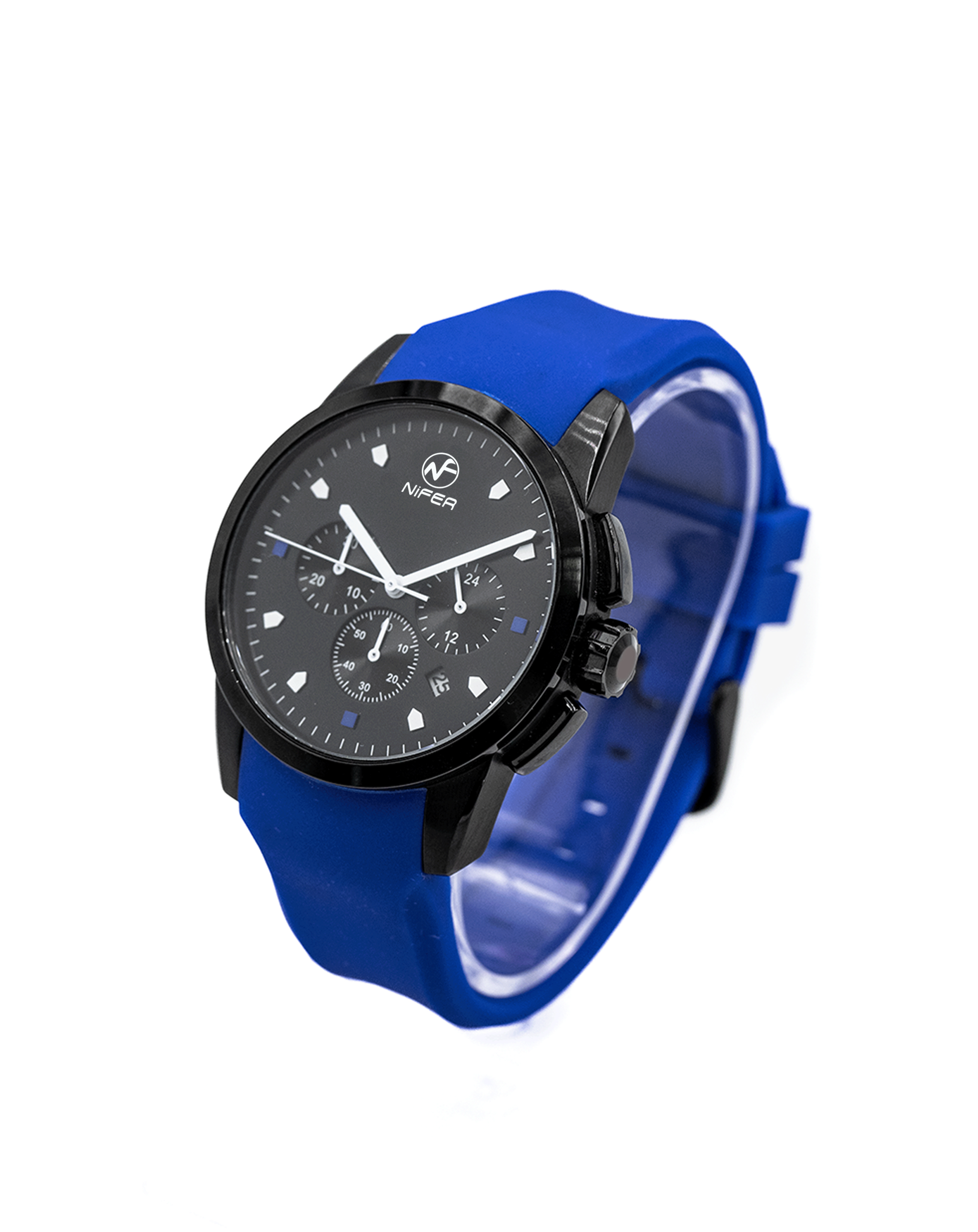 Sportliche Quarzuhr mit blauem Armband für Herren 1