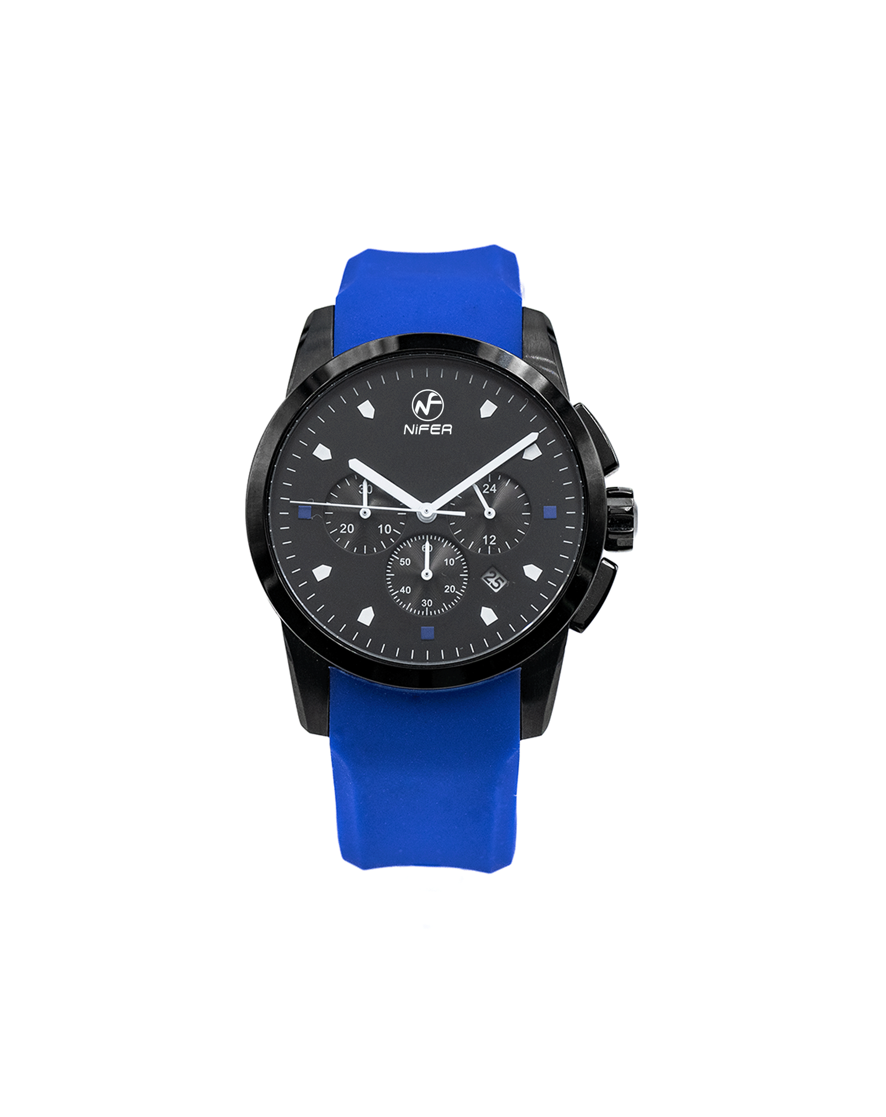 Sportliche Quarzuhr mit blauem Armband für Herren 4
