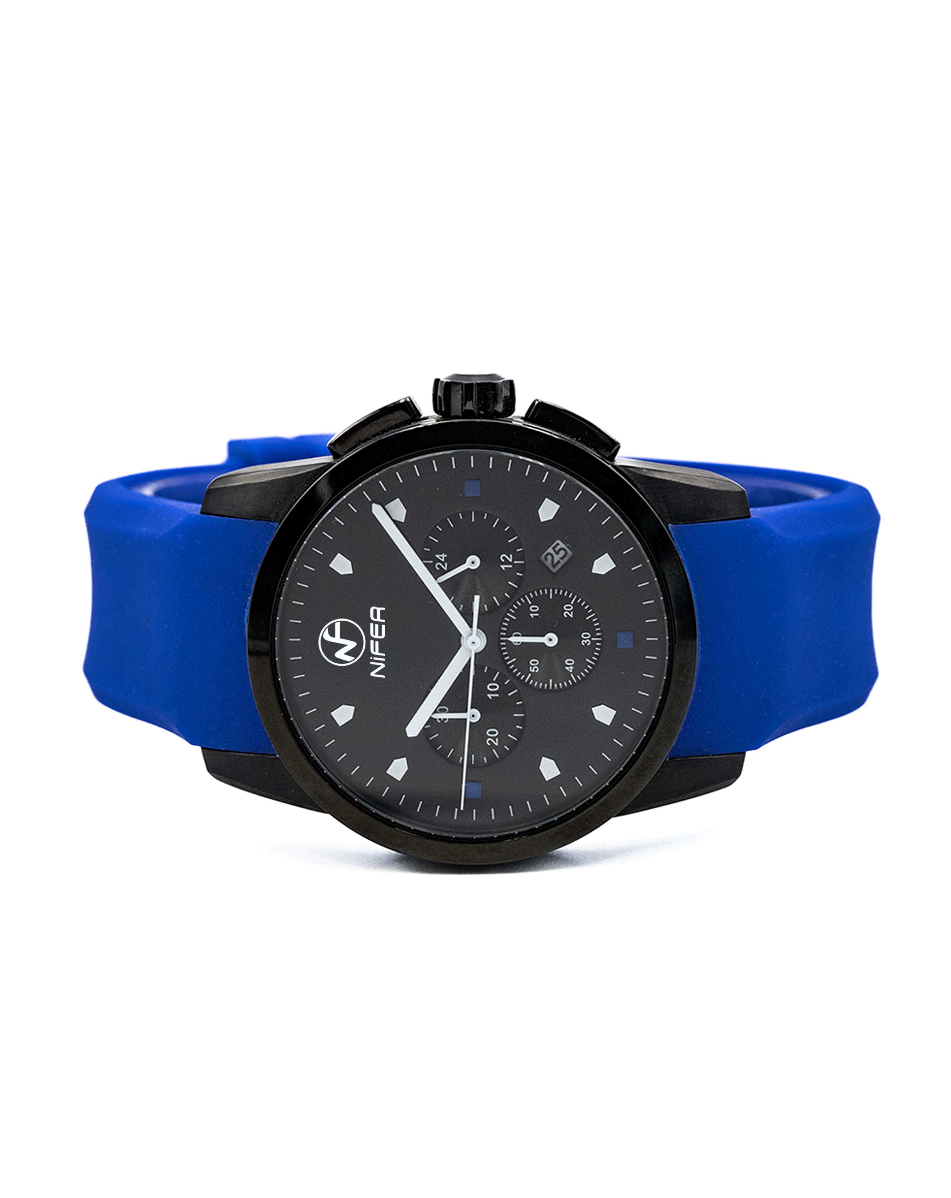 Sportliche Quarzuhr mit blauem Armband für Herren 5