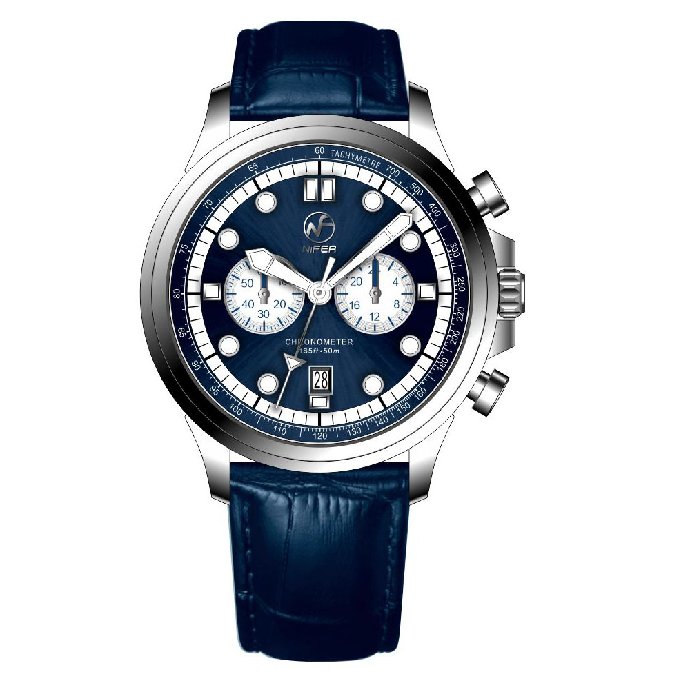 นาฬิกาข้อมือผู้ชาย Vintage Pilot Chronograph ตัวเรือนสแตนเลสสตีล รุ่น OS21 ระบบควอตซ์ สายหนัง 2