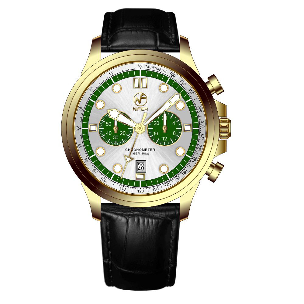 นาฬิกาข้อมือผู้ชาย Vintage Pilot Chronograph ตัวเรือนสแตนเลสสตีล รุ่น OS21 ระบบควอตซ์ สายหนัง 5